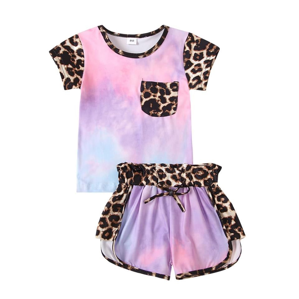 Tie Dye Cheetah Short Set