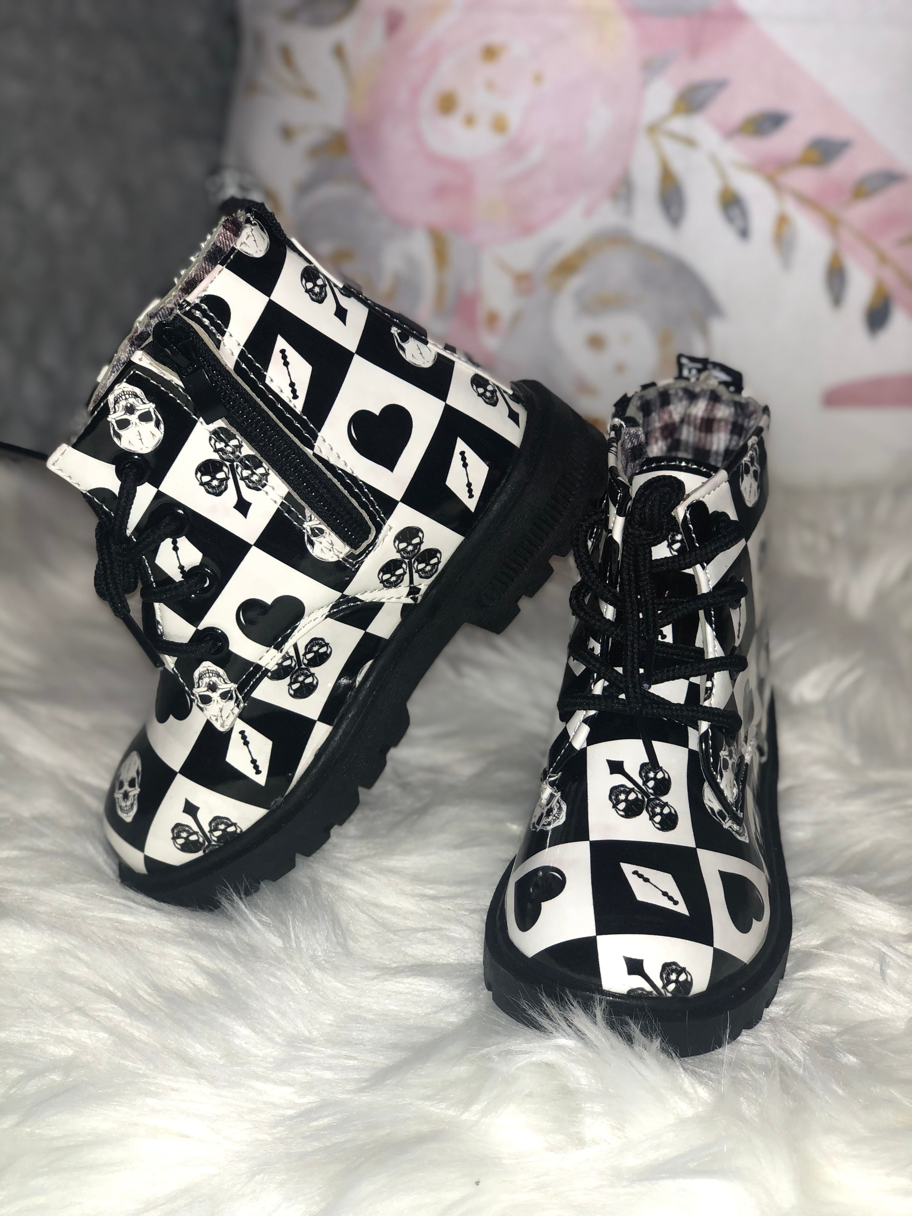 Black & White Skull Boots